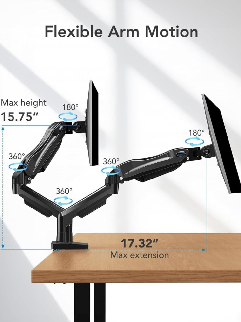 Dual Monitor Stand for 13 to 32 Inches, Design Dual Monitor Mount, Fully Flexibl